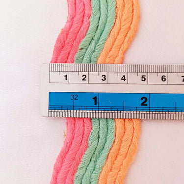 Wave Pattern Trim, Cotton Embroidered Trim, Pink